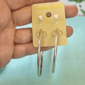 2 inch hoop earrings with pearl studs